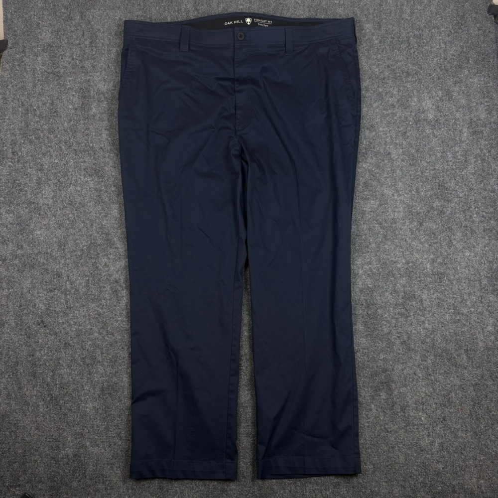 Oak Hill Straight Fit Tech Pants Mens 46x30 Navy Blue DXL Stretch Chino Trousers